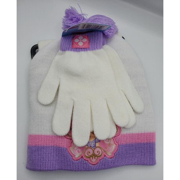 Disney Sofia The First Hat Scarf Gloves Girls Winter 3 Piece Set - One Size NWT - Picture 3 of 5